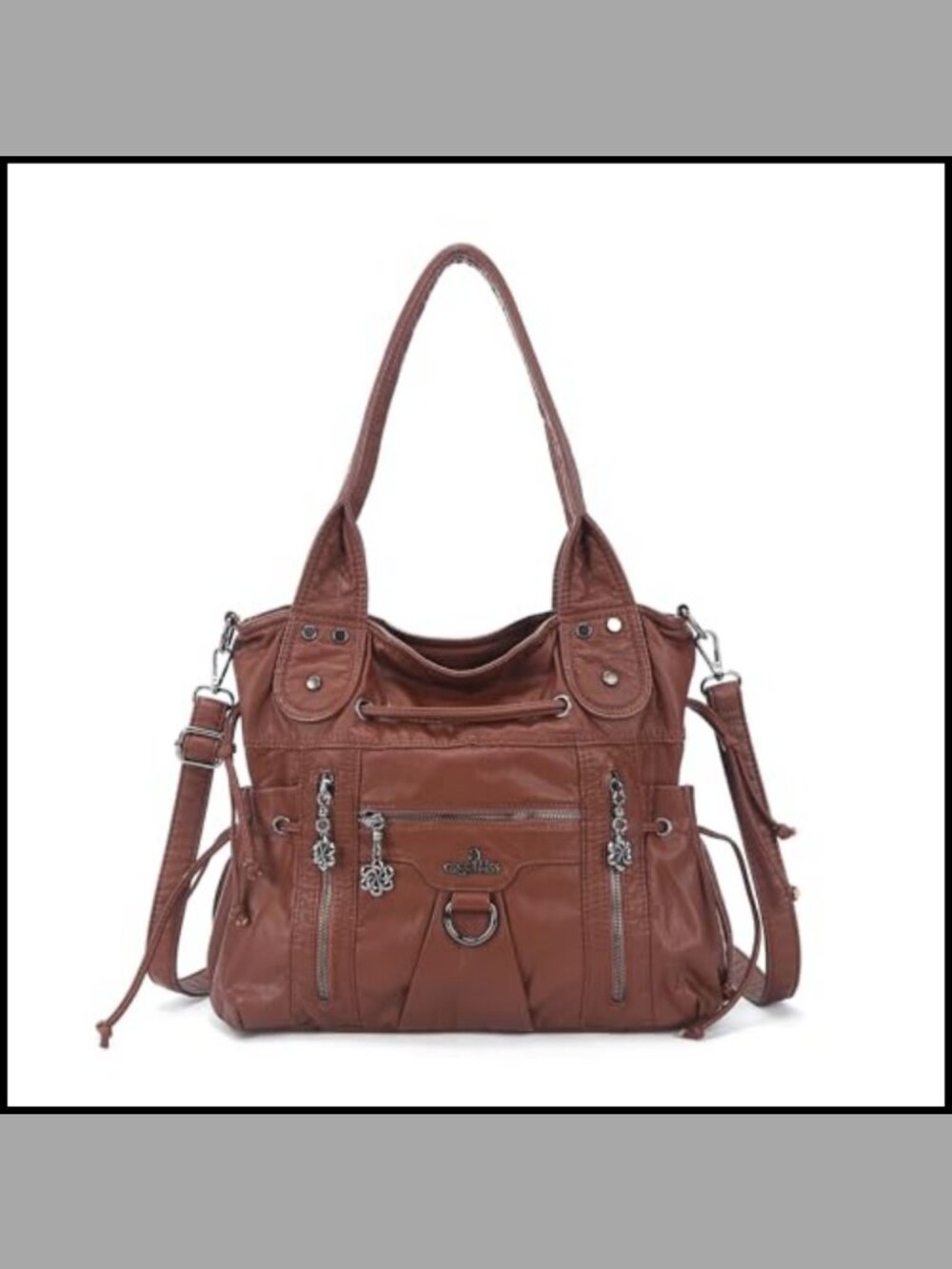 PU Leather Hobo Shoulder Bag Crossbody Tote with Multi Pockets